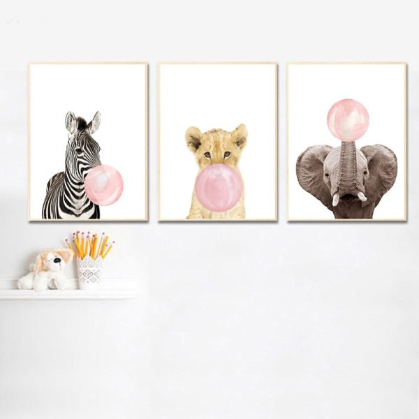 Lienzos divertidos de animales con chicle rosa 2